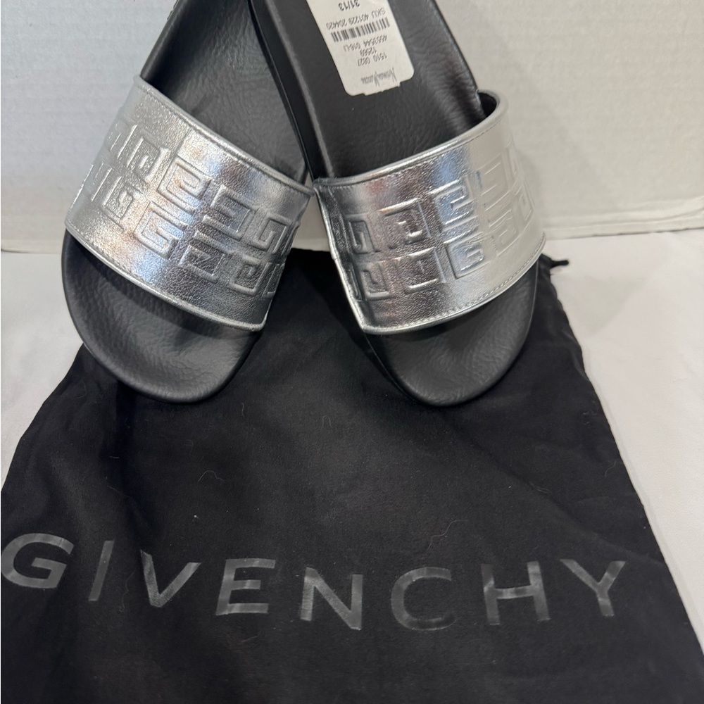 Givenchy Metallic Silver and Black Sandals